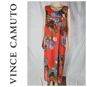 Vince Camuto Havana Brights Floral Black Overlay Maxi Dress